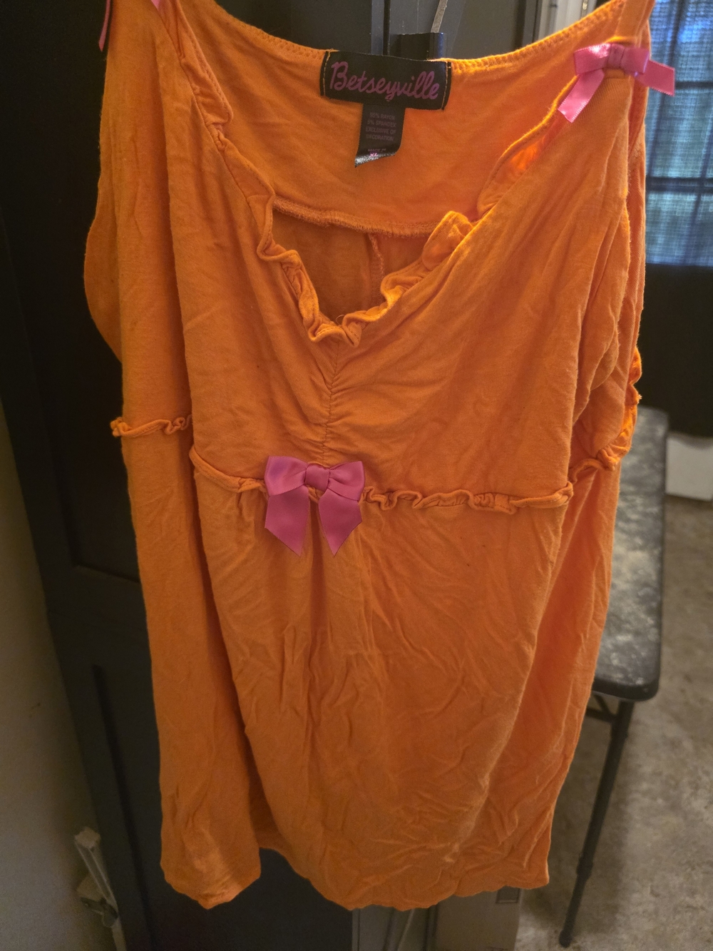 Betseyville by Betsey Johnson Orange Nightgown with Pink Bows